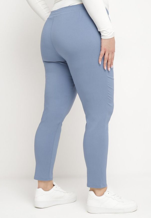Born2be - Niebieskie Casualowe Spodnie z Elastyczną Gumką w Pasie i Ozdobnymi Sznurkami Penderia. Okazja: na co dzień. Kolor: niebieski. Styl: casual