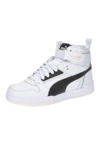 Buty Chłopak Puma Rebound Game złocony. Okazja: na co dzień. Kolor: żółty, wielokolorowy, czarny. Sport: turystyka piesza #1