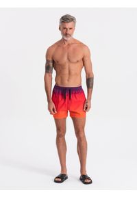 Ombre Clothing - Kąpielówki męskie efekt ombre - pomarańczowe V17 - Rozmiar: XL. Kolor: pomarańczowy. Materiał: poliester, materiał. Wzór: gładki #9