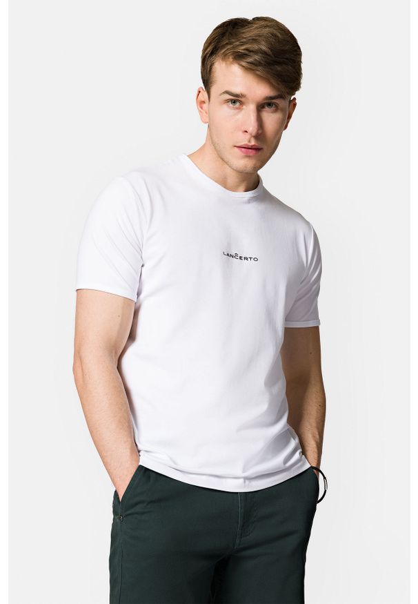 Lancerto - Koszulka Biała z Bawełną Steph. Kolor: biały. Materiał: bawełna, elastan