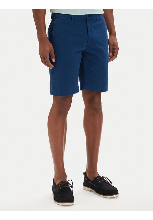 TOMMY HILFIGER - Tommy Hilfiger Szorty materiałowe Denton 9.5 MW0MW42351 Niebieski Slim Fit. Kolor: niebieski. Materiał: bawełna