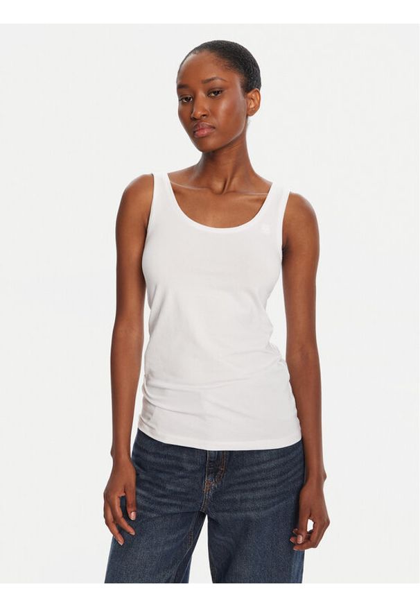 G-Star RAW - G-Star Raw Top Base D07210-3310 Biały Slim Fit. Kolor: biały. Materiał: bawełna