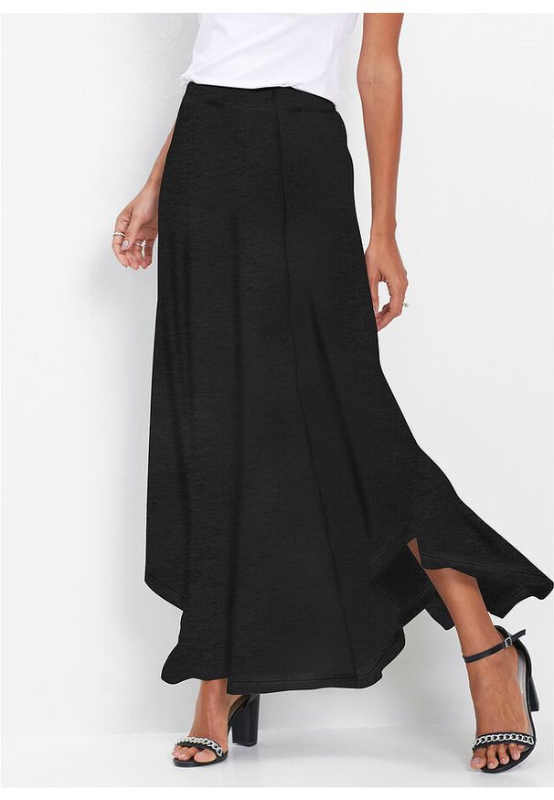 bonprix - Spódnica z dżerseju z mieszanki wiskozy. Kolor: czarny. Materiał: jersey, wiskoza. Styl: elegancki