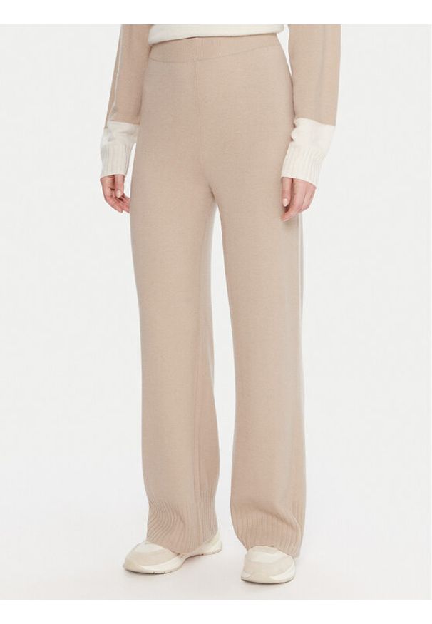 United Colors of Benetton - United Colors Of Benetton Spodnie dzianinowe 102HDF00Z Beżowy Wide Leg. Kolor: beżowy. Materiał: wełna, syntetyk