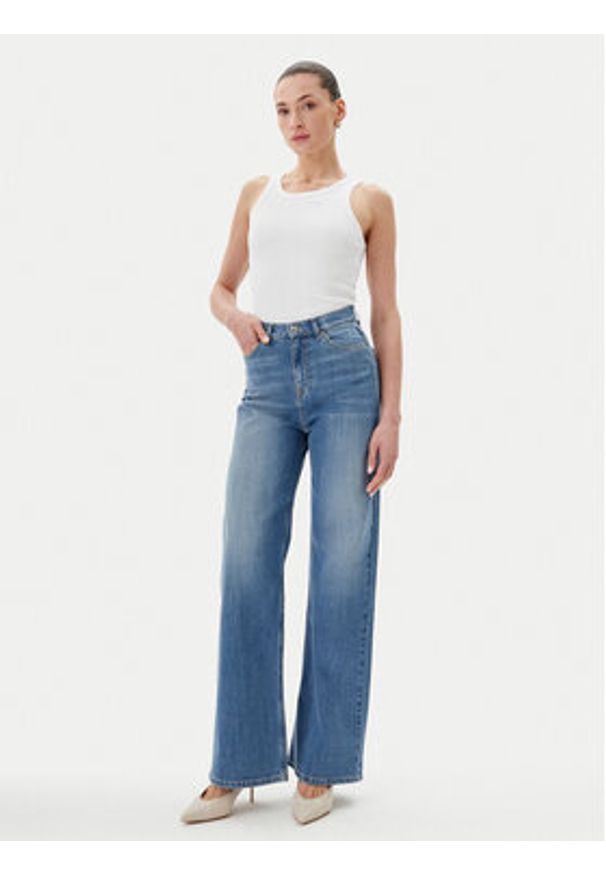 ViCOLO Jeansy DD5076 Niebieski Wide Leg. Kolor: niebieski