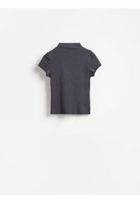 Reserved - T-shirt ze stójką - ciemnoszary. Typ kołnierza: kołnierzyk stójkowy. Kolor: szary. Materiał: wiskoza, dzianina #1