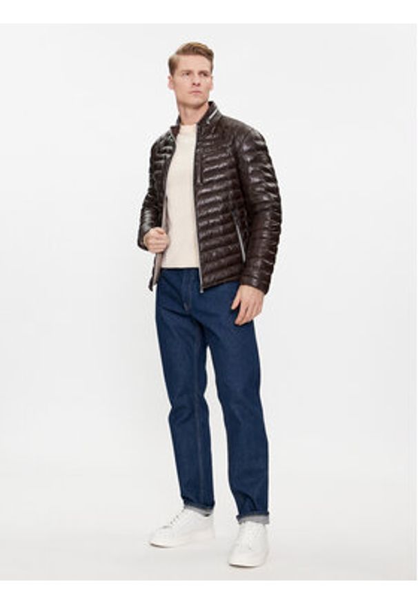 Milestone Kurtka skórzana Malik 991019 60215 Brązowy Regular Fit. Kolor: brązowy. Materiał: skóra