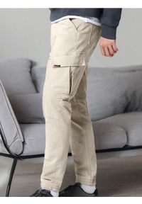 Sinsay - Jeansy regular jogger fit - beżowy. Kolor: beżowy