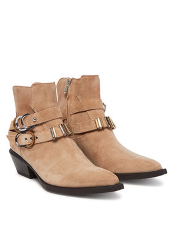 Pinko - PINKO Kowbojki Tex 13 SD0343 P002 Beżowy. Kolor: beżowy. Materiał: zamsz, skóra