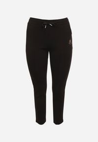 Born2be - Czarne Spodnie Dresowe z Ozdobą z Boku Rialane. Okazja: na co dzień. Kolekcja: plus size. Kolor: czarny. Materiał: dresówka. Wzór: aplikacja. Styl: casual, elegancki