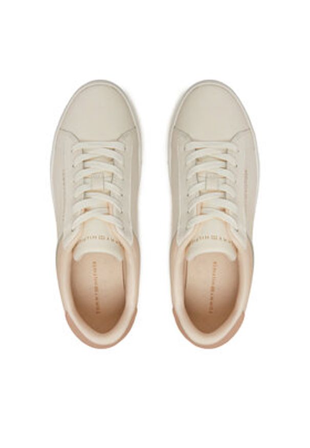 TOMMY HILFIGER - Tommy Hilfiger Sneakersy Essential Court FW0FW08320 Beżowy. Kolor: beżowy. Materiał: skóra