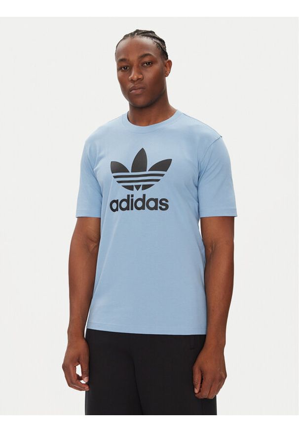 Adidas - adidas T-Shirt adicolor Trefoil JY3758 Błękitny Regular Fit. Kolor: niebieski. Materiał: bawełna
