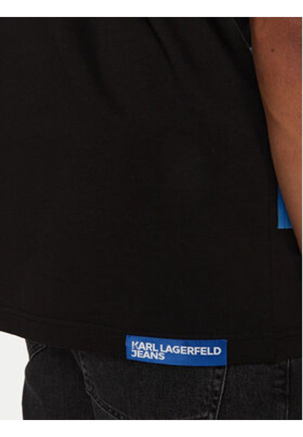 Karl Lagerfeld Jeans T-Shirt 246D1705 Czarny Regular Fit. Kolor: czarny. Materiał: bawełna