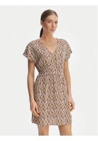 only - ONLY Sukienka letnia Nova 15342707 Beżowy ciemny Regular Fit. Kolor: beżowy. Materiał: wiskoza. Sezon: lato #1