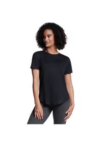 skechers - T-shirt sportowy z krótkim rękawem damski Godri Swift Tunic Tee. Kolor: czarny. Materiał: poliester. Długość rękawa: krótki rękaw. Długość: krótkie