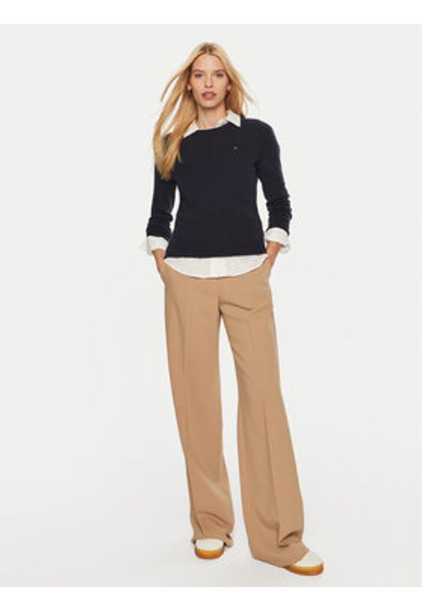 TOMMY HILFIGER - Tommy Hilfiger Sweter WW0WW44161 Granatowy Regular Fit. Kolor: niebieski. Materiał: wełna