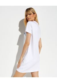 Versace Jeans Couture - VERSACE JEANS COUTURE - Biała sukienka mini z logo. Kolor: biały. Materiał: bawełna. Wzór: kolorowy, kwiaty. Długość: mini #3