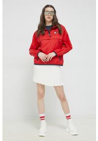 Tommy Jeans kurtka damska kolor czerwony przejściowa oversize. Typ kołnierza: kaptur. Kolor: czerwony. Materiał: poliamid. Długość: krótkie #5