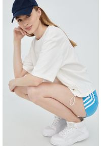 adidas Originals t-shirt bawełniany Trefoil Moments HE9561 kolor beżowy. Kolor: beżowy. Materiał: bawełna. Długość rękawa: krótki rękaw. Długość: krótkie #4
