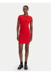 Calvin Klein Jeans Sukienka codzienna LV047B266G Czerwony Slim Fit. Okazja: na co dzień. Kolor: czerwony. Materiał: bawełna. Typ sukienki: proste. Styl: casual #4