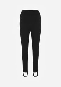 Born2be - Czarne Gładkie Legginsy z Wysokim Stanem Ociepleniem i Zapiętkami Ferisanna. Okazja: na co dzień. Stan: podwyższony. Kolor: czarny. Wzór: gładki. Styl: casual #2