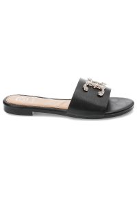 Czarne Klapki Givana Modne Obuwie Damskie. Okazja: na co dzień. Kolor: czarny. Materiał: jeans, materiał. Sezon: lato. Styl: casual, elegancki #7