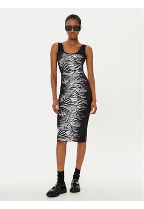 Versace Jeans Couture Sukienka codzienna 78HAO9P6 Czarny Slim Fit. Okazja: na co dzień. Kolor: czarny. Materiał: wiskoza. Typ sukienki: proste. Styl: casual