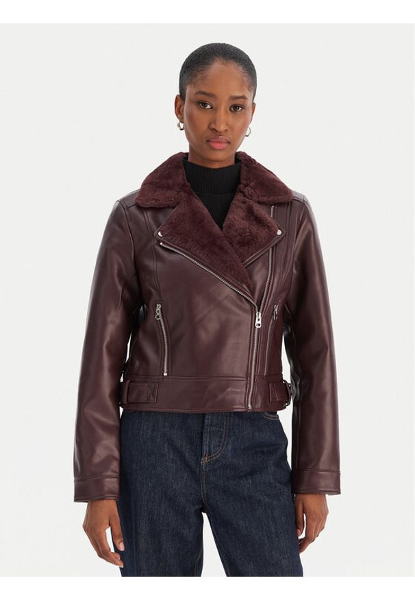 Vero Moda Kurtka z imitacji skóry Hailey 10250405 Fioletowy Regular Fit. Kolor: fioletowy. Materiał: skóra
