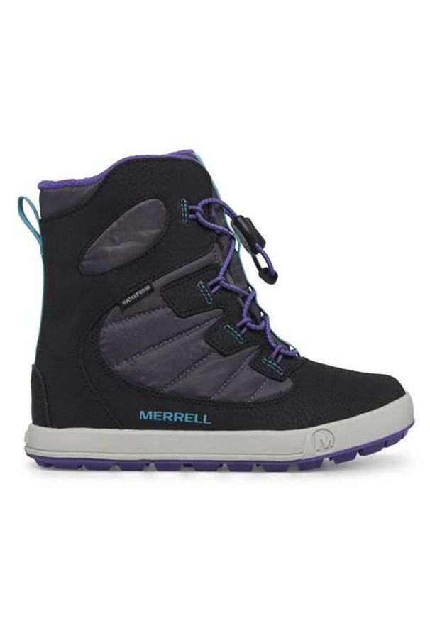 Buty do chodzenia dla dzieci Merrell Snow Bank 4.0. Wysokość cholewki: za kostkę. Kolor: czarny. Materiał: tkanina, skóra. Szerokość cholewki: normalna. Sport: turystyka piesza