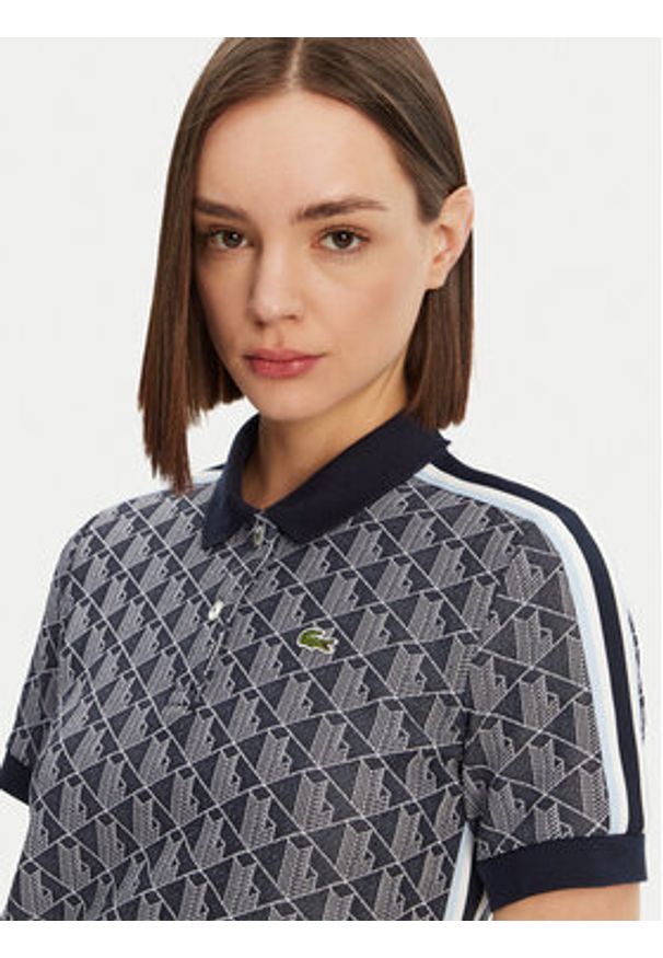Lacoste Polo DF3364 Granatowy Slim Fit. Typ kołnierza: polo. Kolor: niebieski. Materiał: syntetyk, bawełna