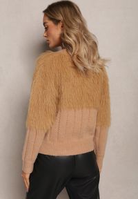 Renee - Brązowy Puchaty Sweter o Klasycznym Fasonie Fruve. Kolor: brązowy. Materiał: wiskoza. Wzór: jednolity. Styl: klasyczny #5