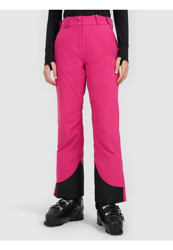 4f - 4F Spodnie narciarskie membrana 10000 damskie - różowe L. Stan: podwyższony. Kolor: różowy. Materiał: materiał. Wzór: gładki. Sezon: zima. Sport: narciarstwo