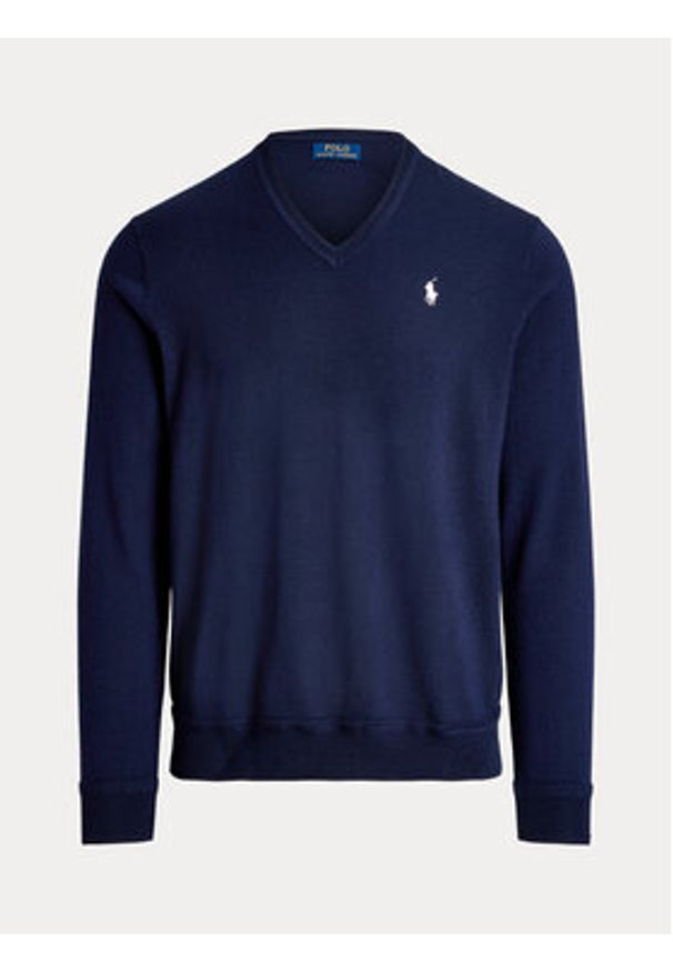 Polo Ralph Lauren Sweter 710876338011 Granatowy Regular Fit. Typ kołnierza: polo. Kolor: niebieski. Materiał: wełna, syntetyk