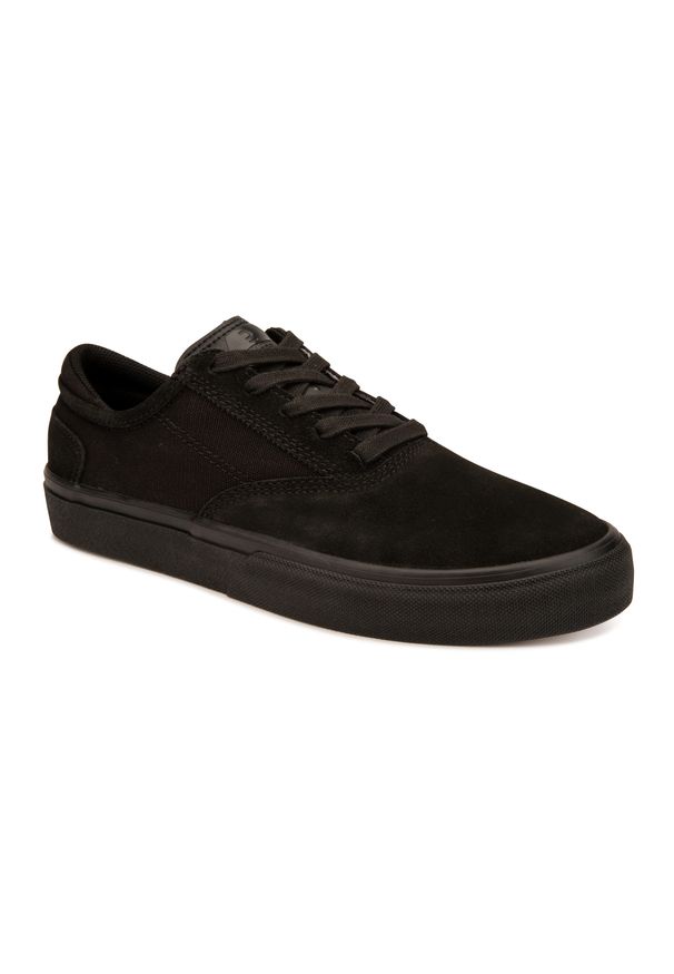 OXELO - Buty niskie na deskorolkę Oxelo Vulca 500 II. Kolor: czarny. Materiał: kauczuk, skóra, poliester, włókno. Sport: skateboard