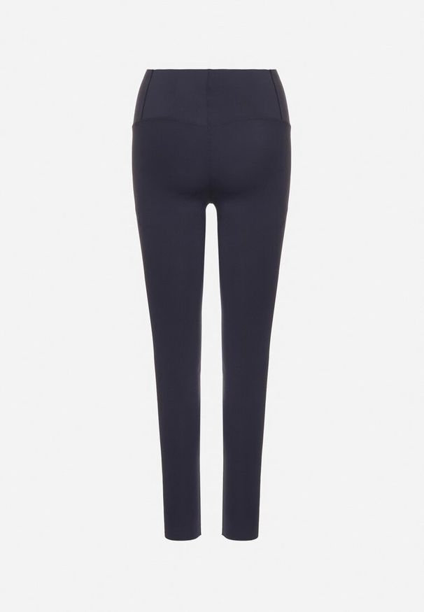 Born2be - Niebieskie Legginsy z Wysokim Stanem i Szeroką Gumką w Pasie Lalar. Stan: podwyższony. Kolor: niebieski. Materiał: dzianina