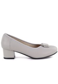 Skórzane czółenka damskie szare Cambell JE19413GR. Kolor: szary. Materiał: skóra. Styl: elegancki #1