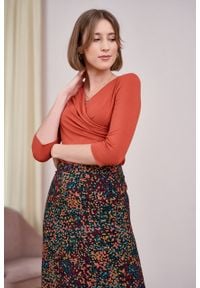 Marie Zélie - Spódnica Rachela Saxa bordowa. Kolor: czerwony. Materiał: bawełna, wiskoza. Wzór: gładki #5