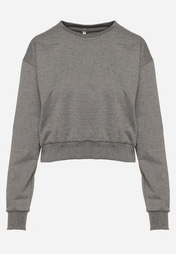 Born2be - Ciemnoszara Bluza z Dodatkiem Bawełny Wykończona Ściągaczami Evilaya. Okazja: na co dzień. Kolor: szary. Materiał: bawełna. Długość rękawa: długi rękaw. Długość: długie. Styl: casual, sportowy