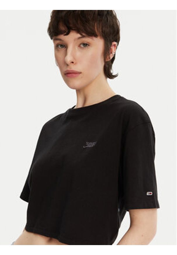 Tommy Jeans T-Shirt DW0DW20324 Czarny Relaxed Fit. Kolor: czarny. Materiał: bawełna
