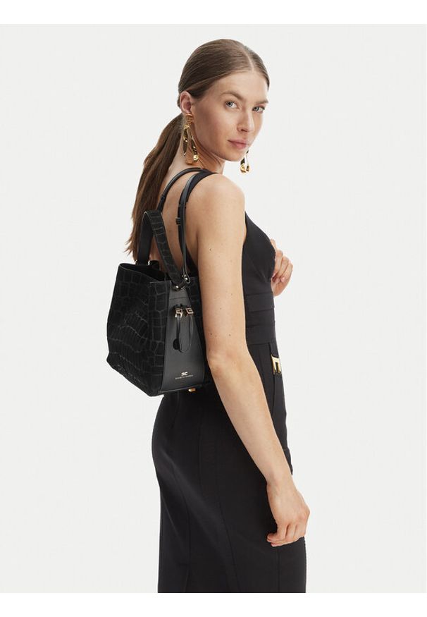 Elisabetta Franchi Torebka BS-21H-61E2-V720 Czarny. Kolor: czarny. Materiał: zamszowe, skórzane
