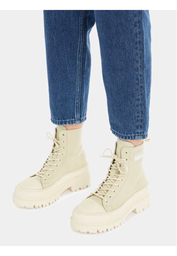 TOMMY HILFIGER - Tommy Hilfiger Trzewiki Tjw Foxing Canvas Boot EN0EN02216 Beżowy. Kolor: beżowy. Materiał: materiał