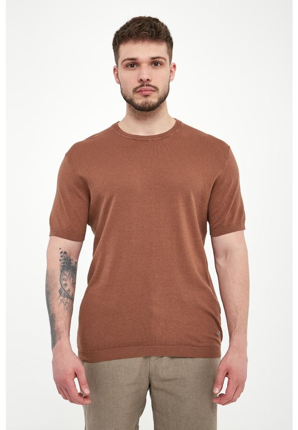 Liu Jo - T-shirt męski lniany LIU JO. Materiał: len