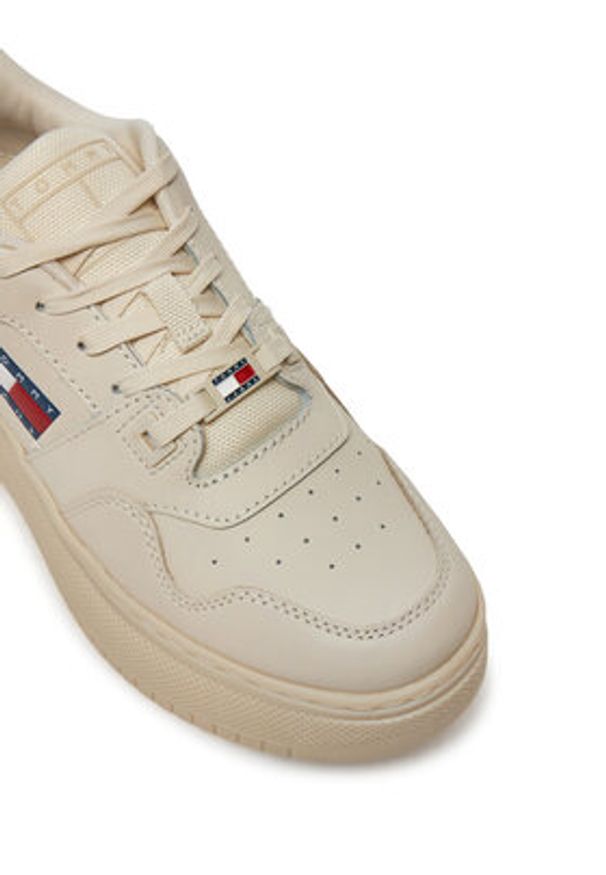 Tommy Jeans Sneakersy Retro Basket EN0EN02506 Beżowy. Kolor: beżowy. Materiał: skóra