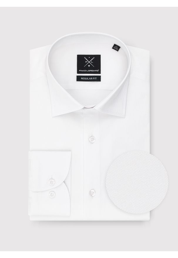 Pako Lorente - PAKO LORENTE – Biała koszula męska. Kolor: biały. Materiał: bawełna, elastan. Długość rękawa: długi rękaw. Długość: długie