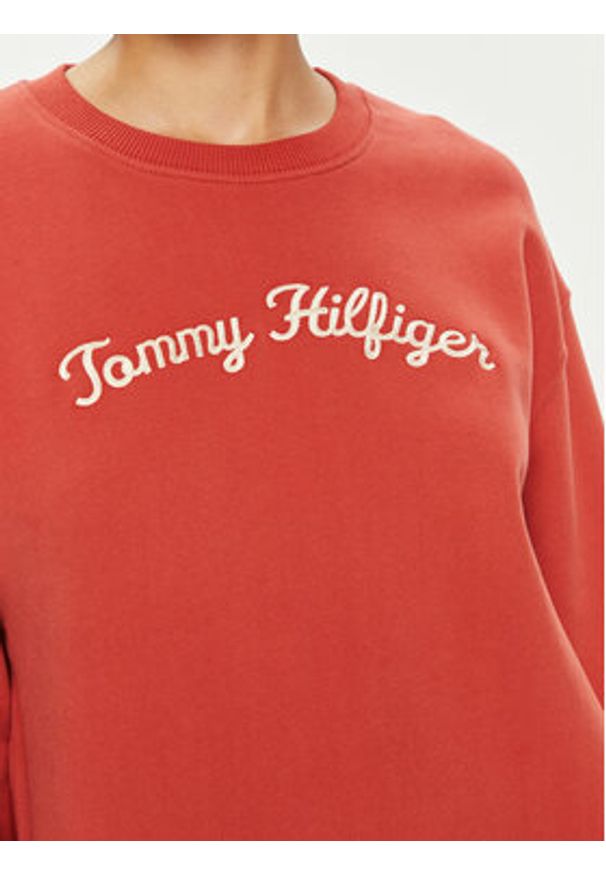 TOMMY HILFIGER - Tommy Hilfiger Bluza Modern Script WW0WW42615 Czerwony Regular Fit. Kolor: czerwony. Materiał: bawełna