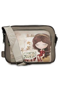 Torebka damska Anekke, mała zapinana na zamek z regulowanym paskiem na ramię, multikolor, 42703-516. Kolor: brązowy. Wzór: aplikacja, haft. Dodatki: z haftem. Materiał: zdobione. Styl: casual, elegancki. Rodzaj torebki: na ramię #8