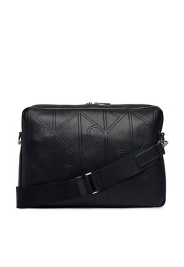 Calvin Klein Torba na laptopa Xl Emblem Aop LV04D3526G Czarny. Kolor: czarny. Materiał: skóra
