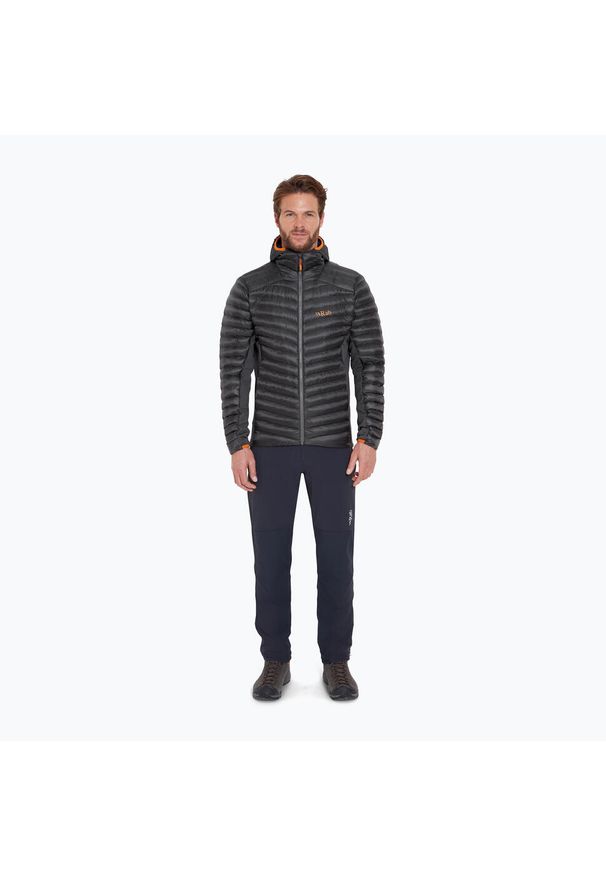 Kurtka puchowa męska Rab Cirrus Flex Hoody. Kolor: czarny. Materiał: puch. Sport: turystyka piesza