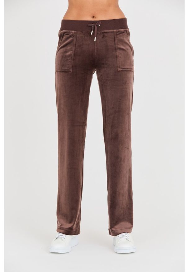 Juicy Couture - JUICY COUTURE Brązowe damskie spodnie Del Ray Pocket Pant, Rozmiar L. Kolor: brązowy