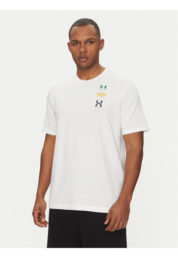 Under Armour T-Shirt EVOL Logo 1390165 Biały Regular Fit. Kolor: biały. Materiał: bawełna